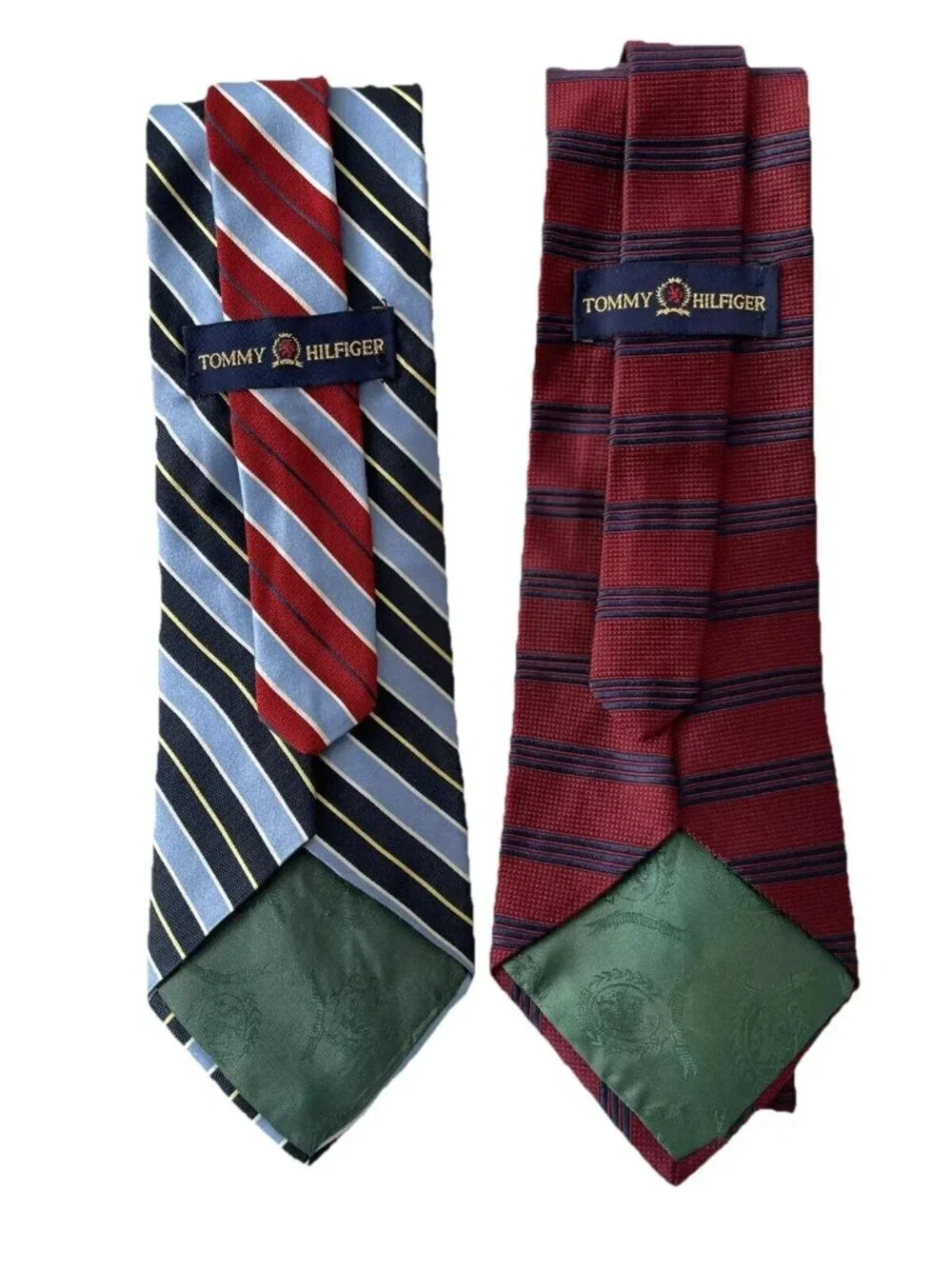 SALE! 70% OffTOMMY HILFIGER TIES Maroon /Blue Stripe Light Blue Stripe 100% Silk